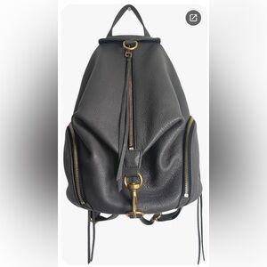 Rebecca Minkoff Black Leather Backpack with Gold Accents